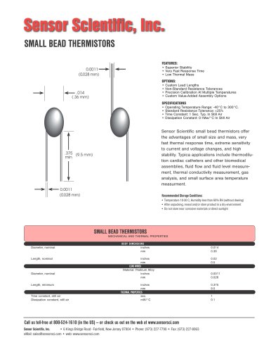SMALL BEAD THERMISTORS