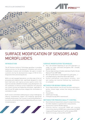 SURFACE MODIFICATION OF SENSORS AND  MICROFLUIDICS