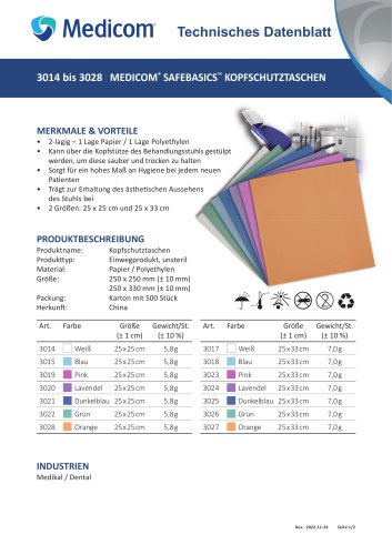 3014 bis 3028 MEDICOM ® SAFEBASICS™ KOPFSCHUTZTASCHEN