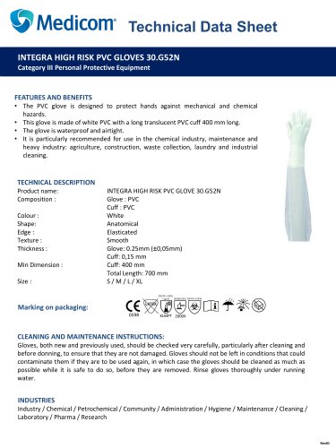INTEGRA HIGH RISK PVC GLOVES 30.G52N