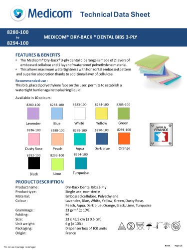 MEDICOM® DRY-BACK ® DENTAL BIBS 3-PLY