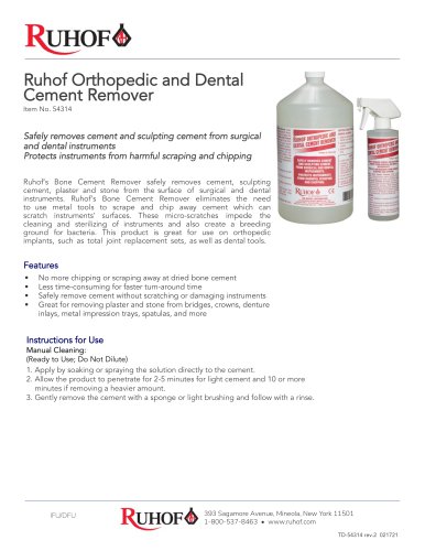 Ruhof Orthopedic and Dental Cement Remover