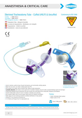 Sterimed Tracheostomy Tube - Cuffed (HVLP) & Uncuffed