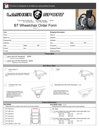 BT Wheelchair Order Form