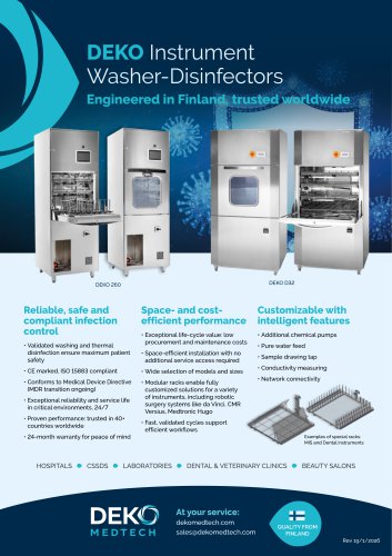 DEKO 260 and DEKO D32 Instrument washer-disinfector benefits