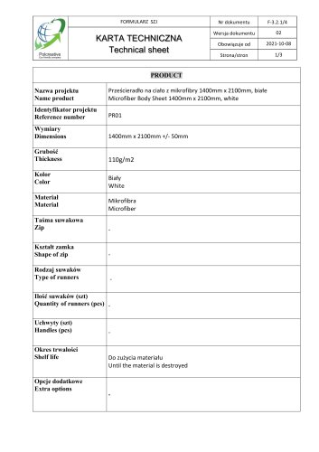 Technical Sheet PR01