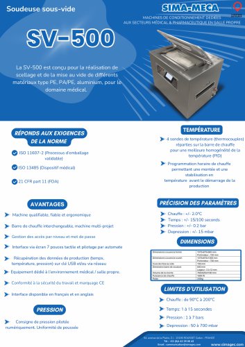 MECA SV 500 TECHNICAL DATA SHEET