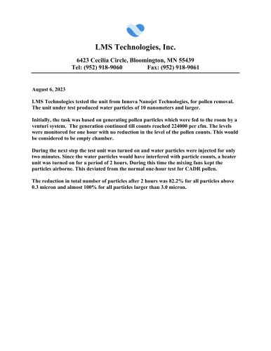 pollen removal report