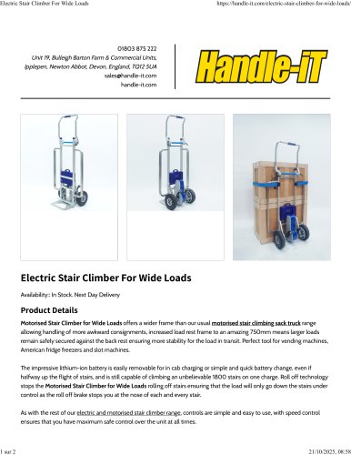 Electric Stair Climber For Wide Loads
