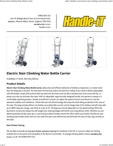 Electric Stair Climbing Water Bottle Carrier
