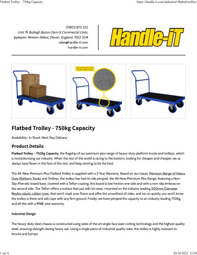 Flatbed Trolley - 750kg Capacity