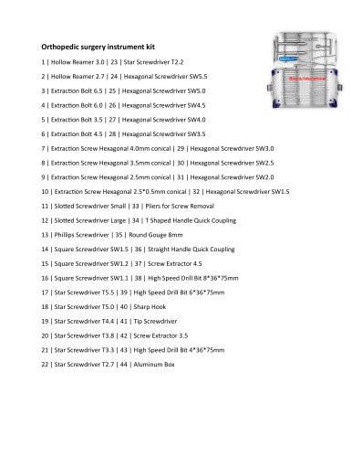 Orthopedic surgery instrument kit BI-001500