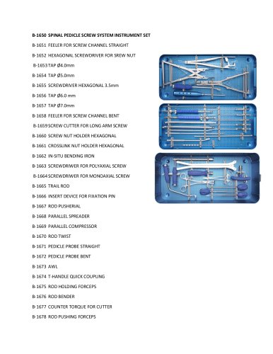 Spinal osteosynthesis surgery instrument kit 8597