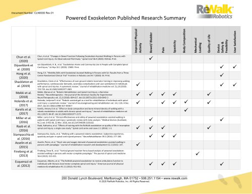Powered Exoskeleton Published Research Summary