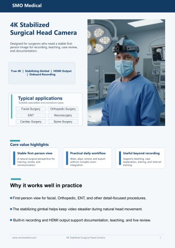 SMO 4K Stabilized Surgical Head Camera System