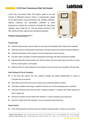C101H Gas Transmission Rate Test System