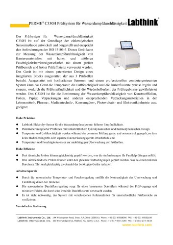 C330H Pr&uuml;fsystem f&uuml;r Wasserdampfdurchl&auml;ssigkeit 