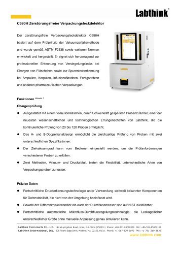 C690H Zerst&ouml;rungsfreies Verpackungsleckpr&uuml;fger&auml;t - Massen-CCIT f&uuml;r Pharmazeutika (Vakuum- und Druckzerfall)