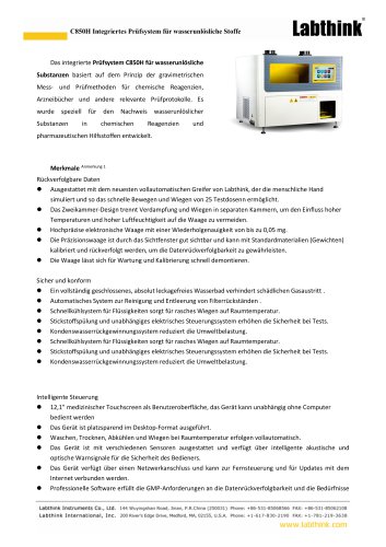 C850H Integriertes Pr&uuml;fsystem f&uuml;r wasserunl&ouml;sliche Stoffe
