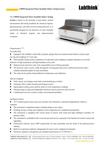 C850M Integrated Water Insoluble Matter Testing System for pharmaceutical, food, chemical industry