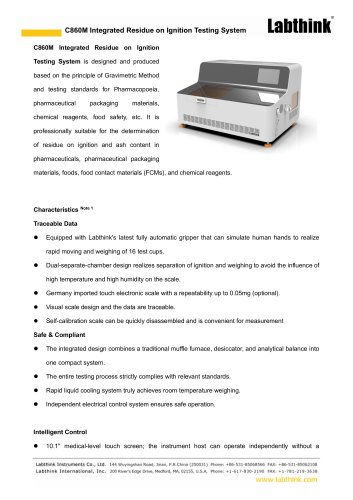 Labthink C860M Integrated Residue on Ignition / Sulfated Ash Testing System