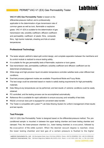 PERME&reg; VAC-V1 (EX) Gas Permeability Tester 