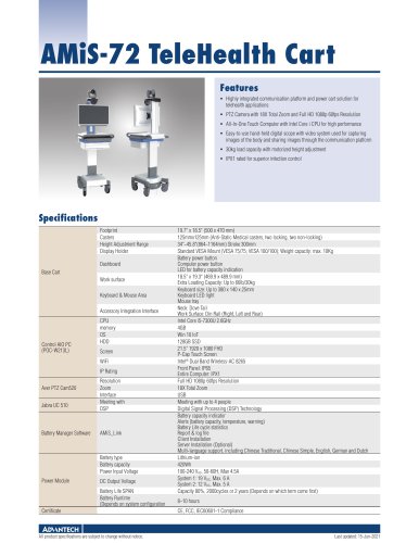 AMiS-72 Telehealth Cart - Datasheet