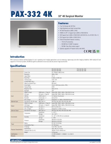 PAX-332 4K - Datasheet