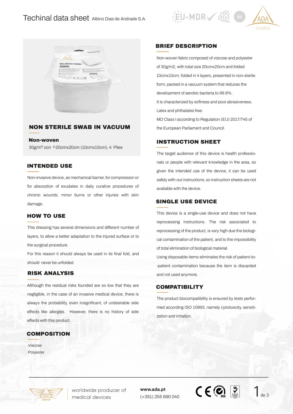Techinal data sheet - Albino Dias de Andrade S.A.