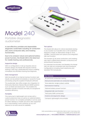 Model 240 Portable Diagnostic Audiometer