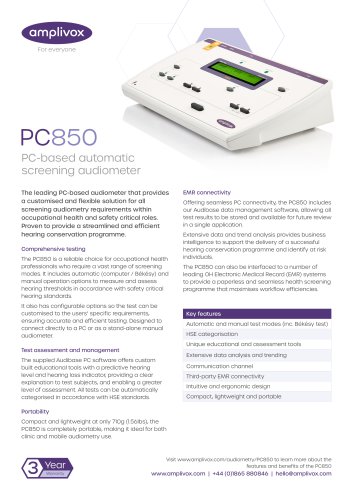 PC850 PC Based Automatic Audiometer