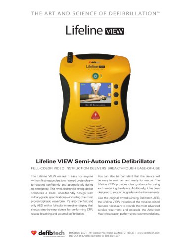 Lifeline VIEW AED Specification Sheet