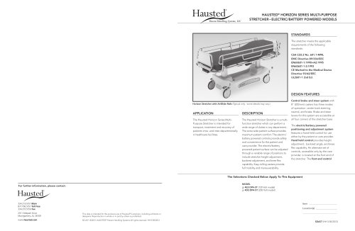 HAUSTED ® HORIZON SERIES MULTI-PURPOSE STRETCHER ? ELECTRIC/BATTERY POWERED MODELS