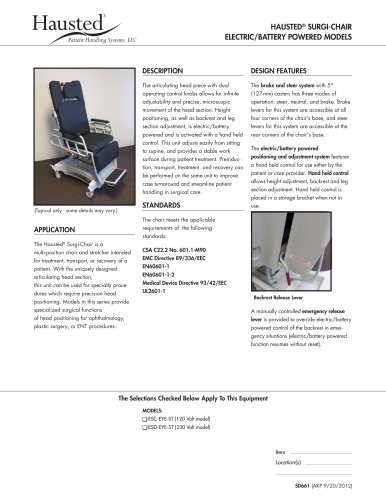 HAUSTED ® SURGI-CHAIR ELECTRIC/BATTERY POWERED MODELS