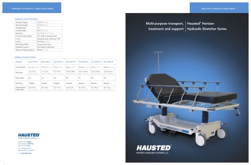 multi-purpose transport, treatment and support hausted ® horizon hydraulic stretcher series