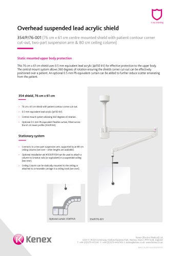 Overhead suspended lead acrylic shield