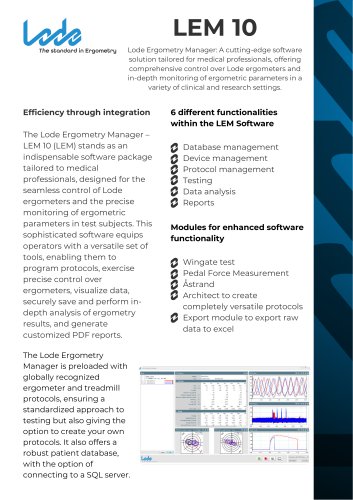 Lode Ergometry Manager - LEM 10