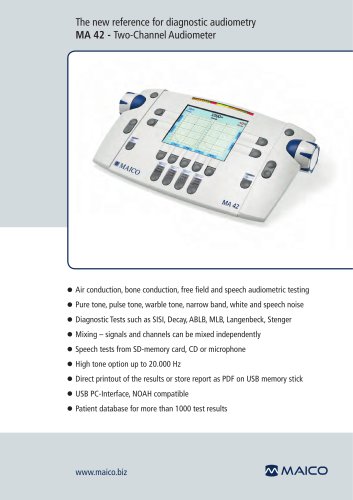 The new reference for diagnostic audiometry MA 42 - Two-Channel Audiometer