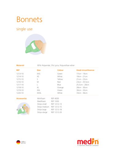 Technical Specifications Bonnets