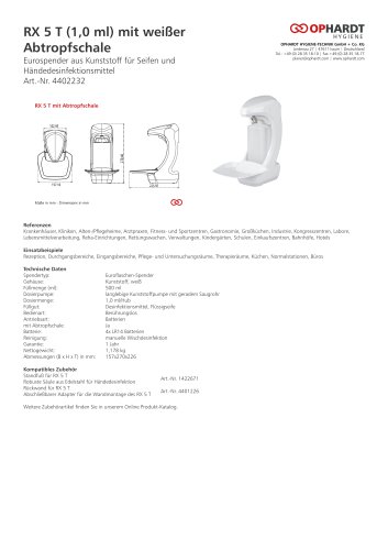 RX 5 T (1,0 ml) mit weißer Abtropfschale