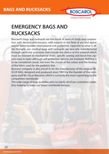 Catalogue Emergency Bags and Rucksacks