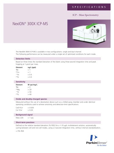 NexION 300X ICP-MS Specifications