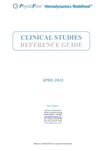 List of PhysioFlow clinical studies