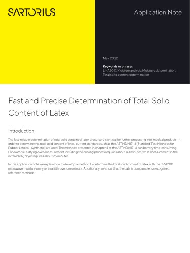 Fast and Precise Determination of Total Solid  Content of Latex