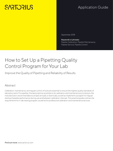 How to Set Up a Pipetting Quality  Control Program for Your Lab