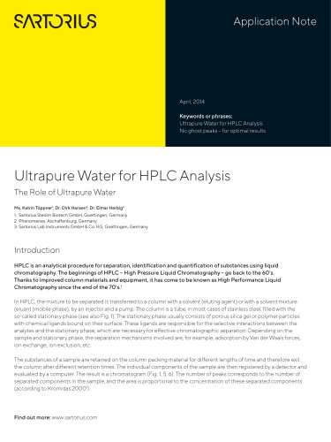 Ultrapure Water for HPLC Analysis