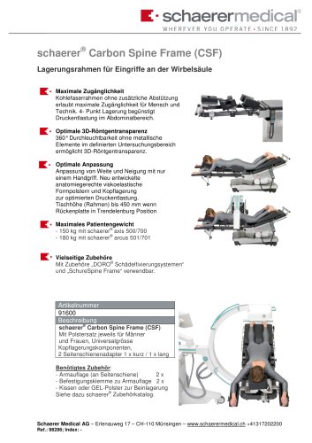 SCHAERER® CARBON SPINE FRAME (CSF)