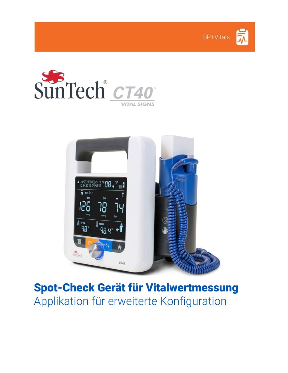 Spot-Check Ger&auml;t f&uuml;r Vitalwertmessung - Applikation f&uuml;r erweiterte Konfiguration - SunTech Medical