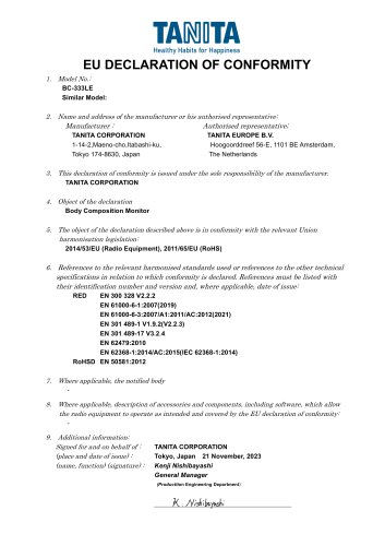 EU DECLARATION OF CONFORMITY BC-333LE