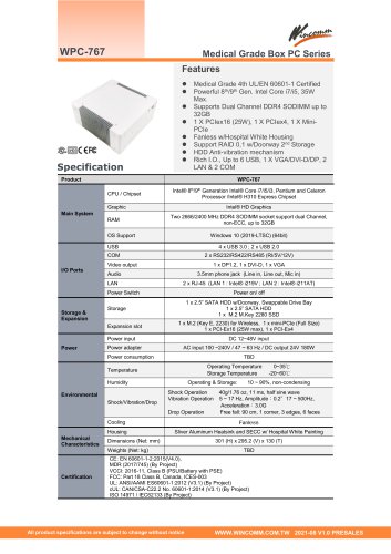 Wincomm WPC-767 Data Sheet v1.0